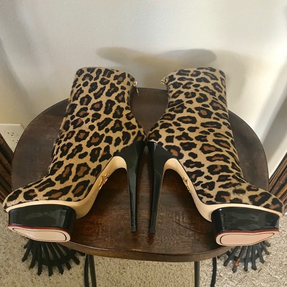 NEW CHARLOTTE OLYMPIA LEOPARD CALF HAIR ANKLE BOOT - Picture 5 of 8